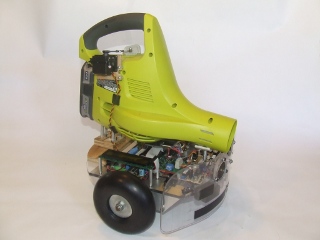 Rcat Robot with Leaf Blower Attachment