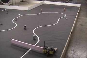LegoBot with Arm and Cow-catcher, for collecting empty soda cans
